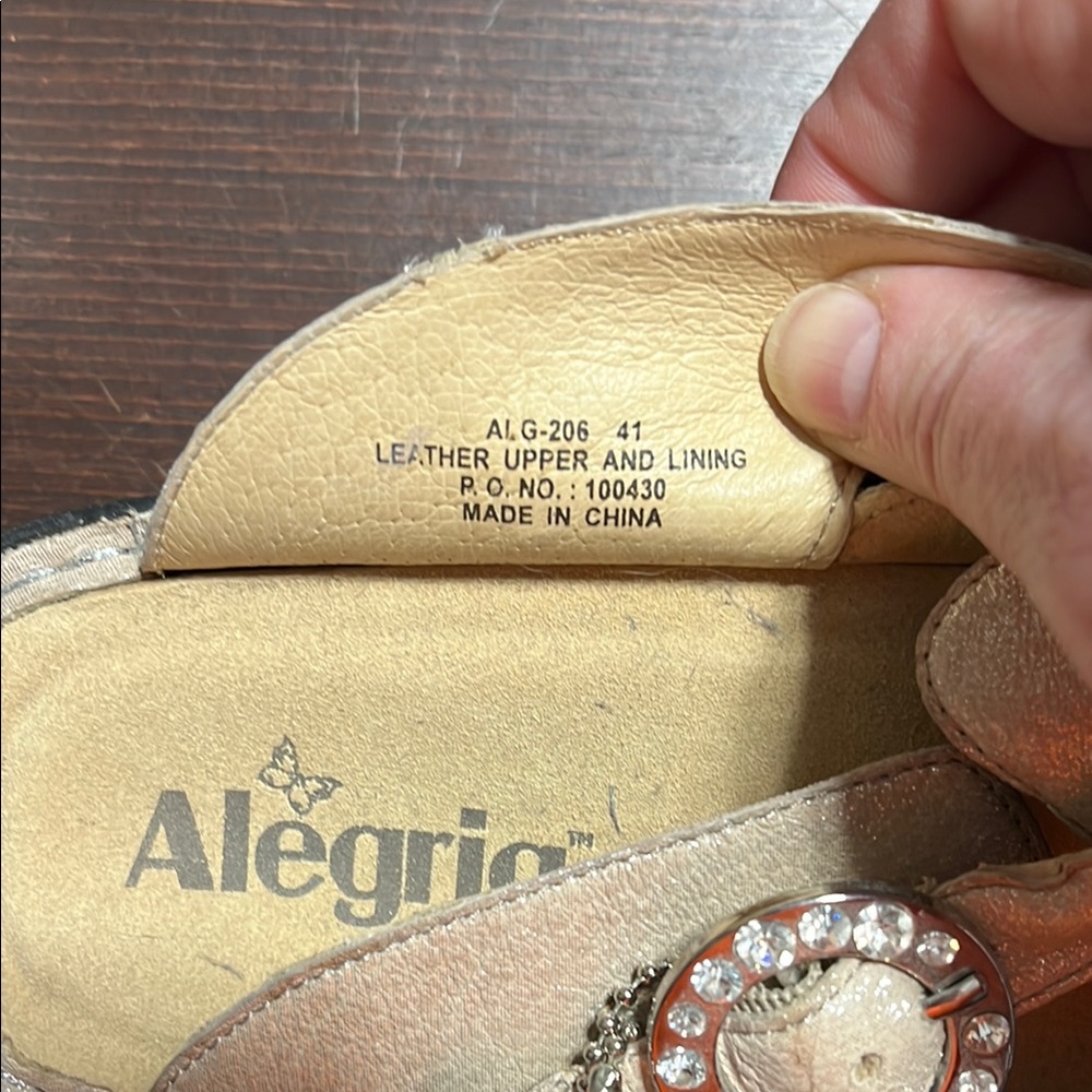Alegria Cream Mules with Shimmering Finish New 41 - Picture 4 of 9
